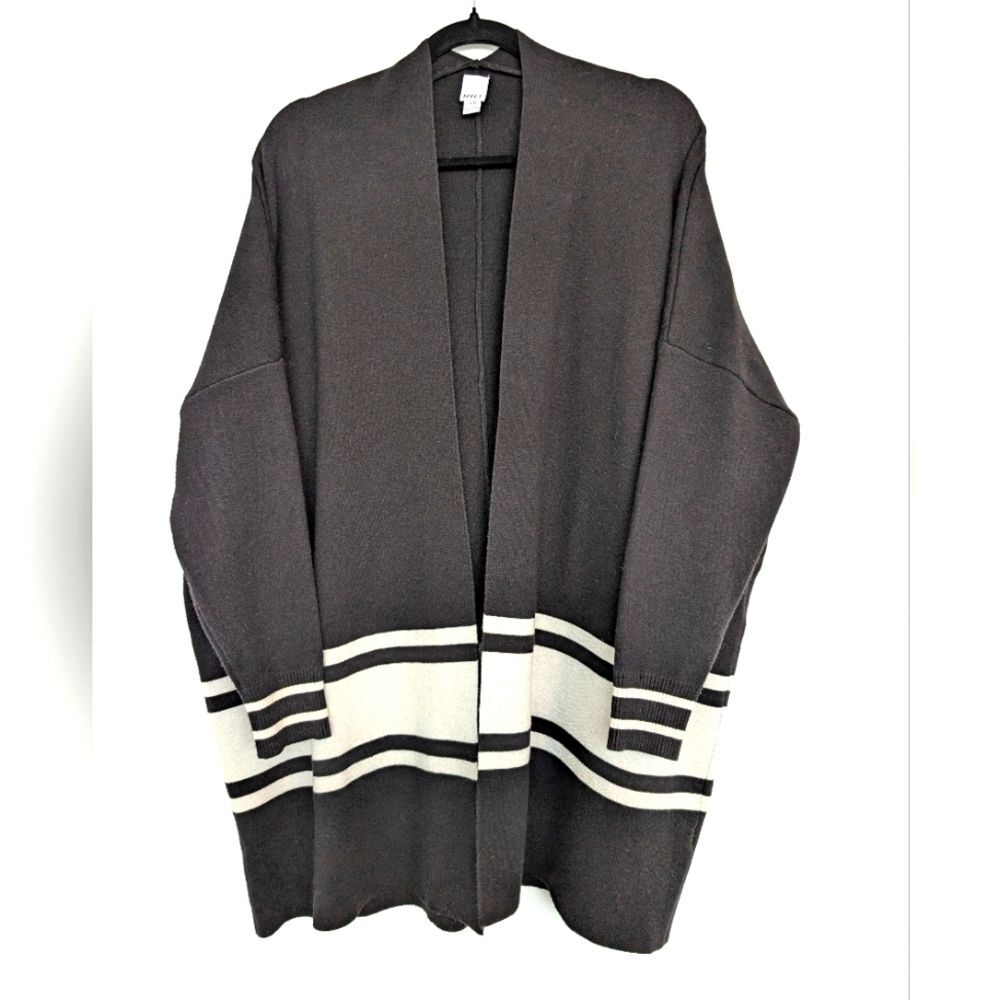 NVLT Anthropologie Pippa Open Front Cardigan Colorblock Striped Sz M Oversized